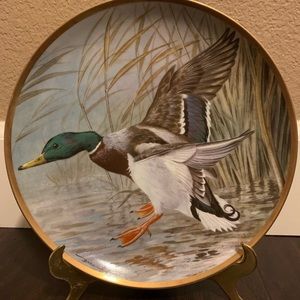 🦆 Vintage 1981 Franklin Porcelain Mallard Plate & Stand